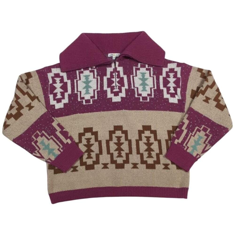 Vintage-Inspired Sweater Aztec Southwestern NWT Zip Pullover Womens Medium
